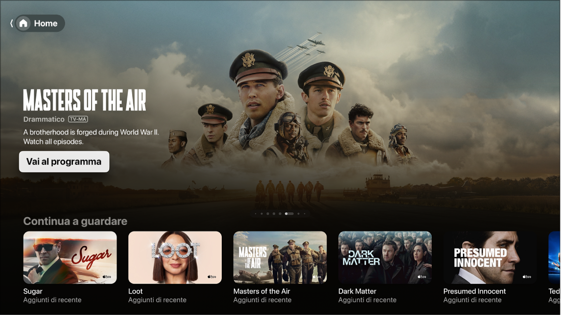 Schermata Home dell’app TV di Apple