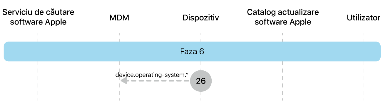 Faza 6 afișând pasul 26 al impunerii actualizării de software Apple.