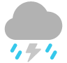 Ein Symbol, das Gewitter darstellt.