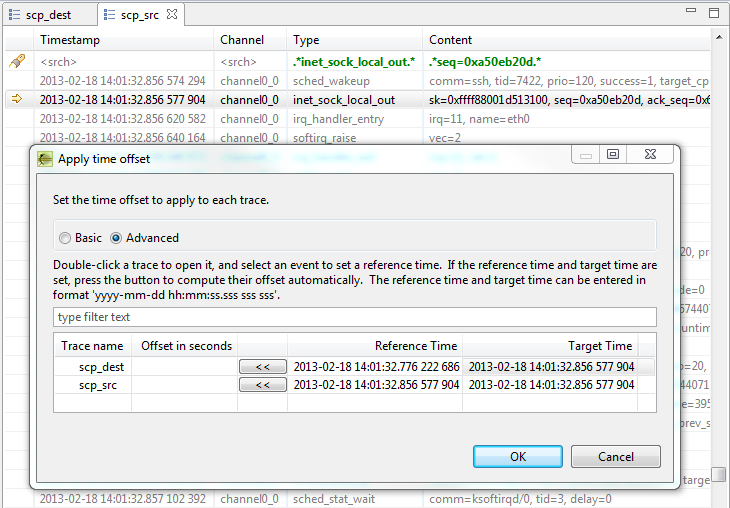 Apply Time Offset dialog - Set Target Time