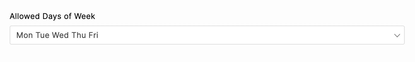Allowed days in a week