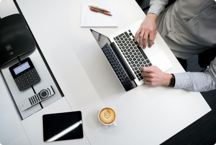 Man working with laptop