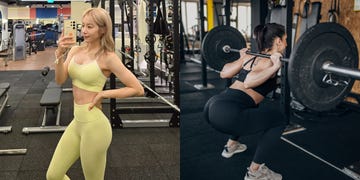 two women exercising in a gym environment