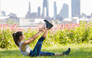 Extreme athletes exercise outside in the heat