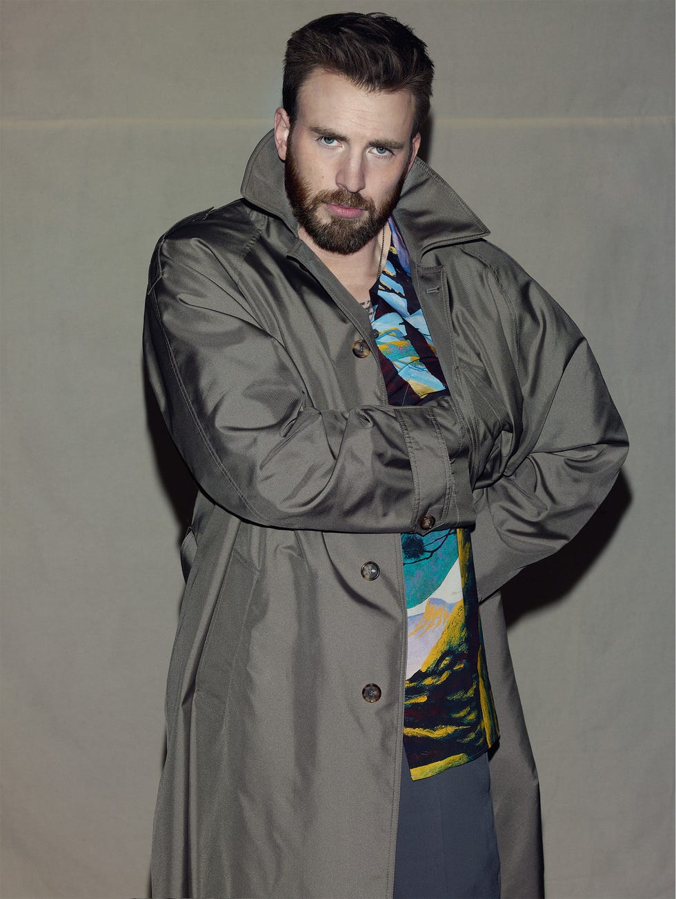 Clothing, Outerwear, Facial hair, Coat, Beard, Trench coat, Fashion, Overcoat, Jacket, Costume, 