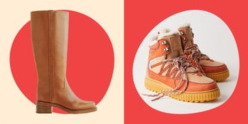 footwear collection featuring a kneehigh boot and a winter boot