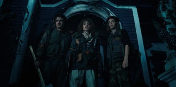 stranger things l to r joe keery as steve harrington, natalia dyer as nancy wheeler and maya hawke as robin buckley in stranger things cr courtesy of netflix © 2022