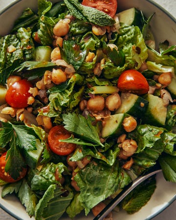 chickpea salad with pomegranate molasses vinaigrette