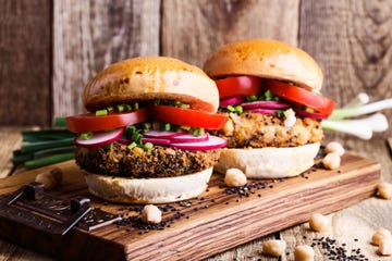 Chickpea veggie burger with fresh vegetables