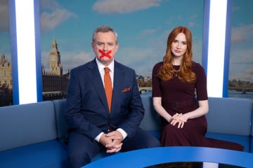 hugh bonneville as douglas, karen gillan as madeline, douglas is cancelled