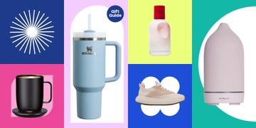 collection of stylish products for gifting including a cup a tumbler a fragrance sneakers and a diffuser