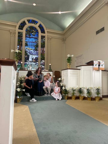 ree drummond and children at church