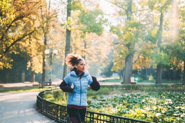 jogging in autumn park