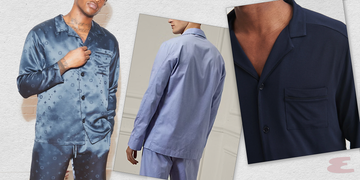 display of mens sleepwear featuring various styles of pajama sets