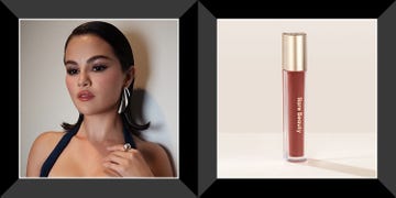 selena gomez wearing rare beauty glossy lip balm