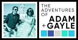 a promotional image featuring two people and text for a series titled the adventures of adam gayle