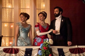 taissa farmiga, carrie coon, morgan spector in the gilded age season 2