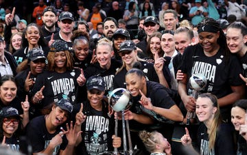 new york liberty celebrate after winning the 2024 wnba finals