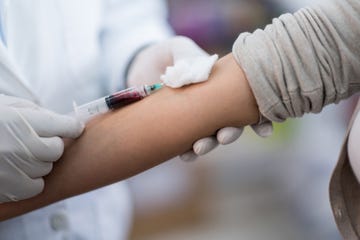 Woman donating blood