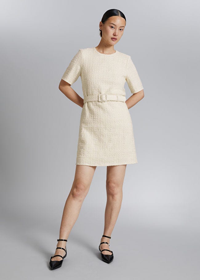 Tweed Belted Mini Dress