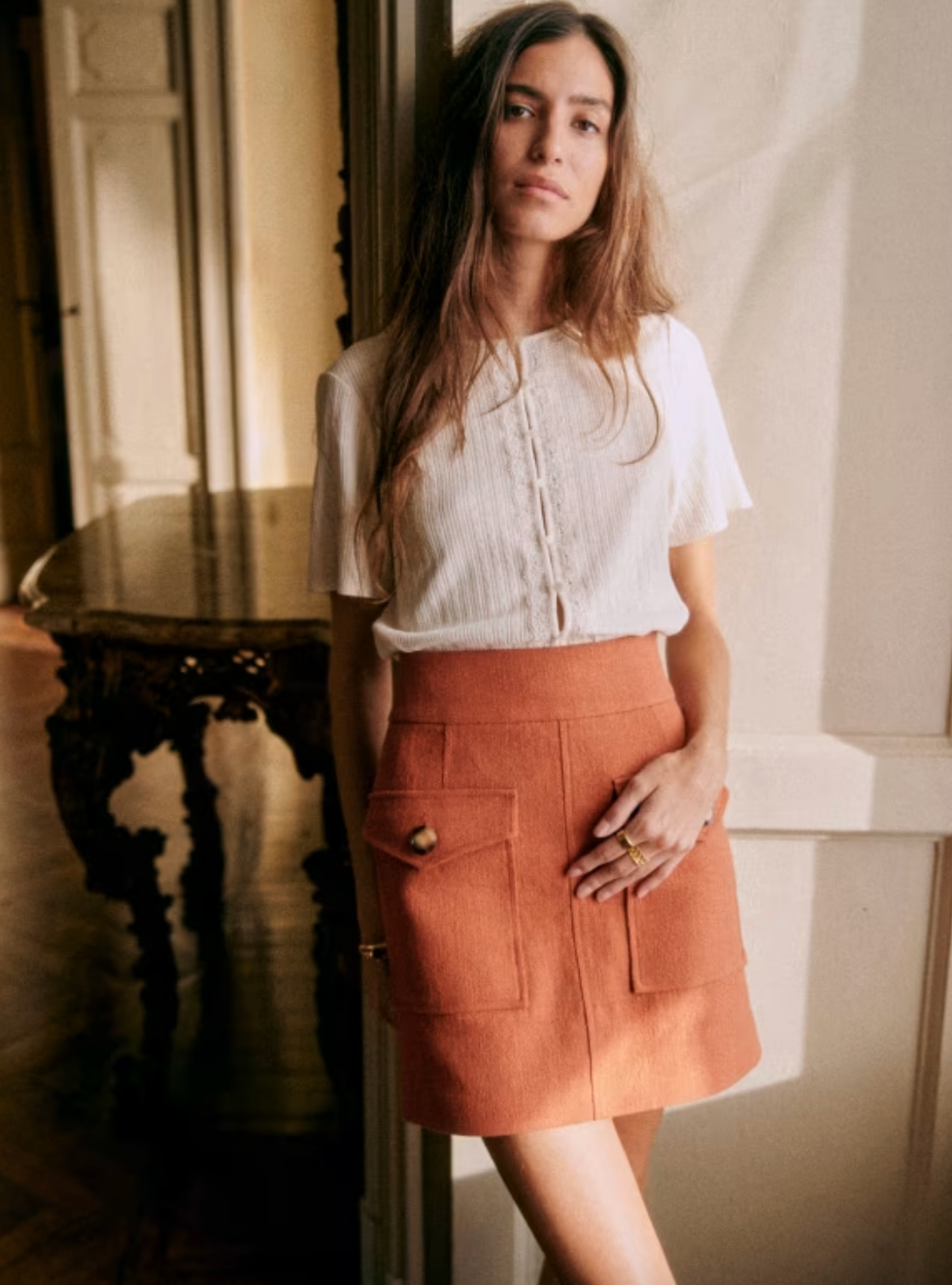 Sezane brick mini skirt