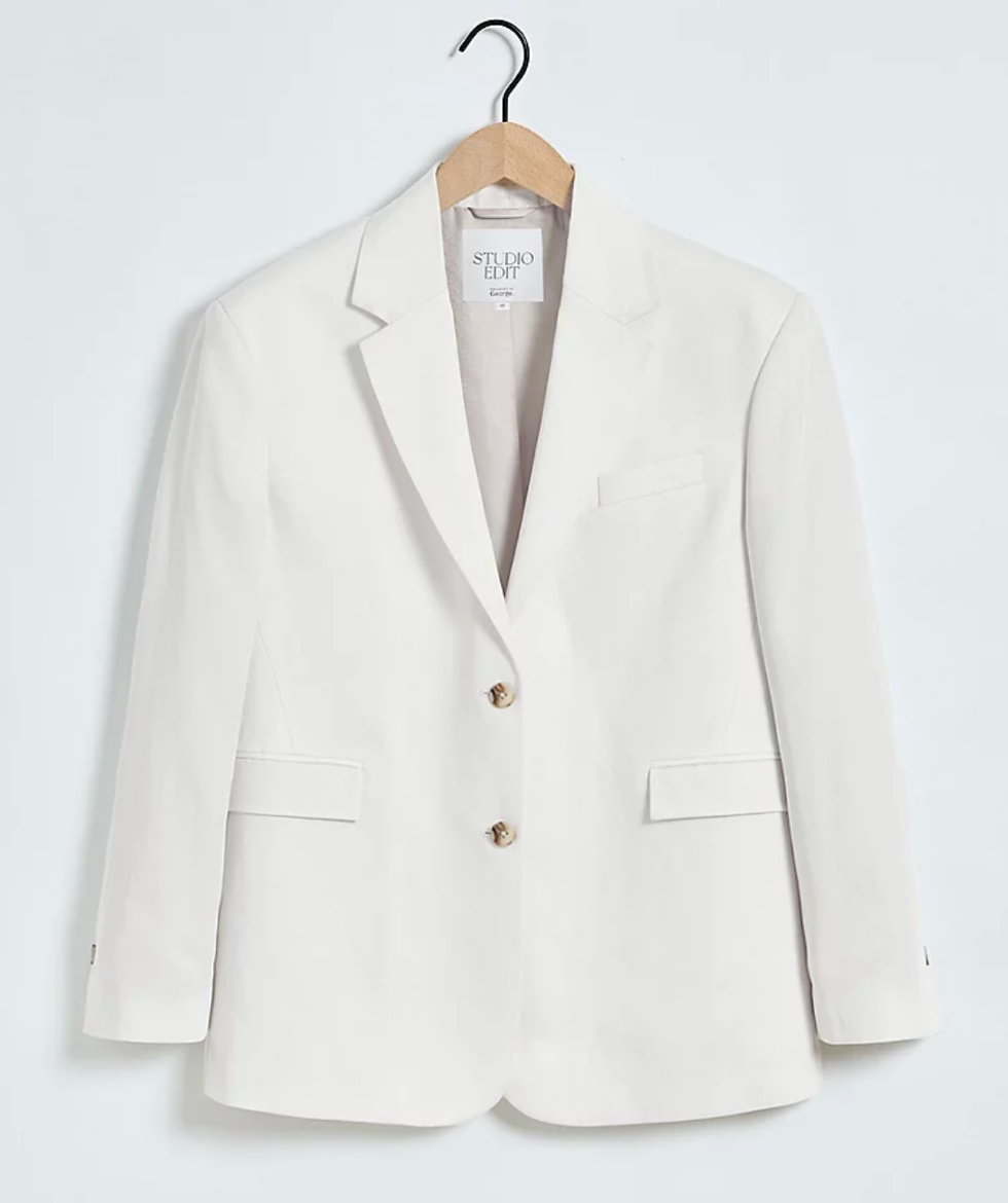 George Studio Edit White Blazer With Linen