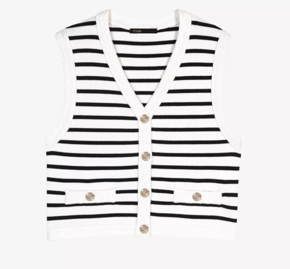 Maje sleeveless striped cardigan