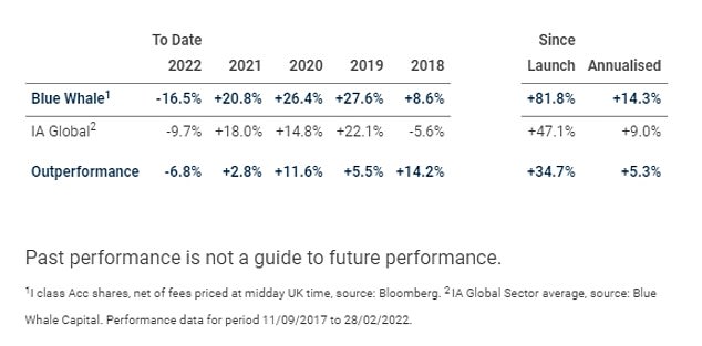 The Blue Whale Growth Fund has richly rewarded investors in the four-and-a-half years since its launch, but suffered this year in the market shake out.