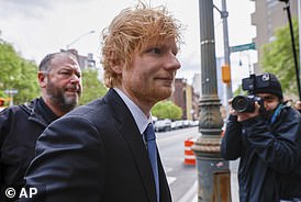 Ed Sheeran has been pictured arriving for another day of a high-profile $100 million copyright trial in New York