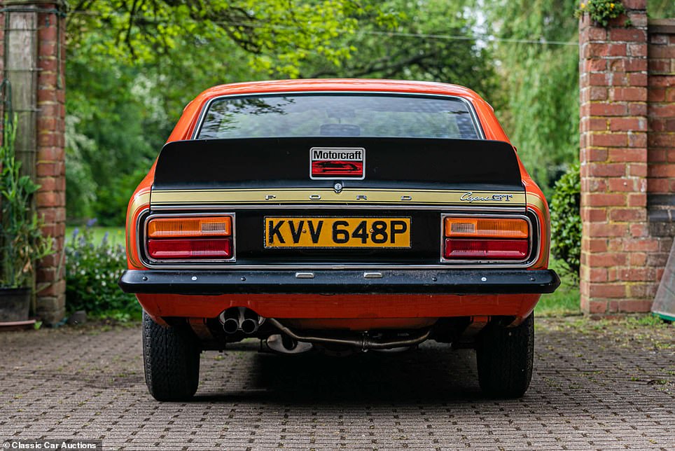 The rear view of a Mk1 Ford Capri for comaprison purposes