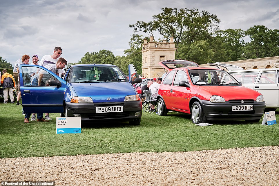 Among the 50 cars in the concours show of the best-kept cars was a 1996 Fiat Punto (left) and 1994 Vauxhall Corsa, both in stunning condition