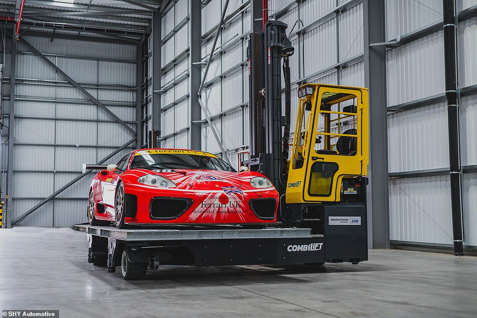 Each vehicle is lifted into the storage vault using a special forklift custom-built for SHY¿s luxury setup