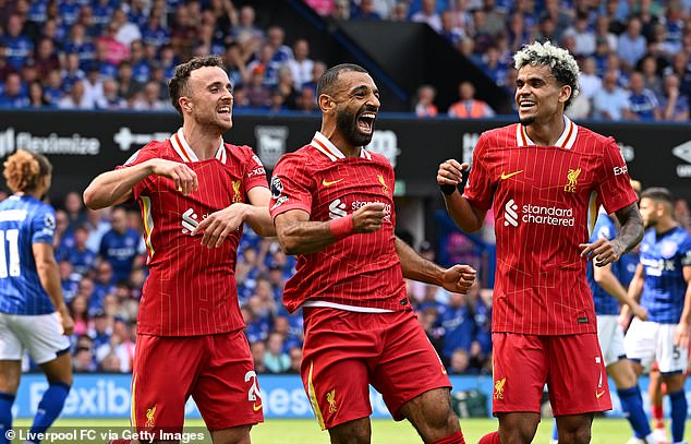 Liverpool also started the season with a win, beating Ipswich Town 2-0 at Portman Road