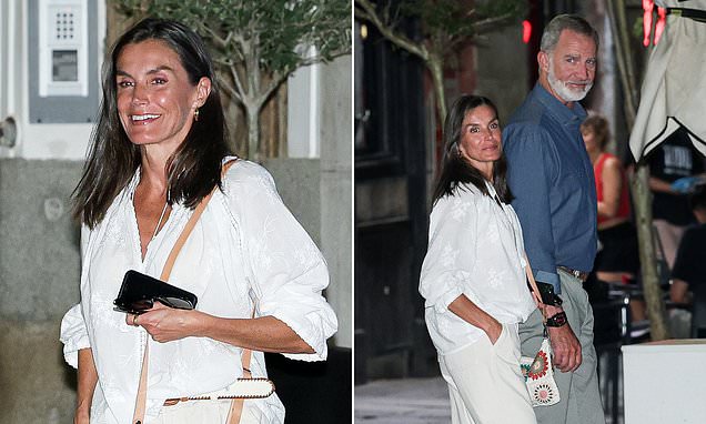 Queen Letizia steps out with husband King Felipe for intimate dinner date in Madrid as