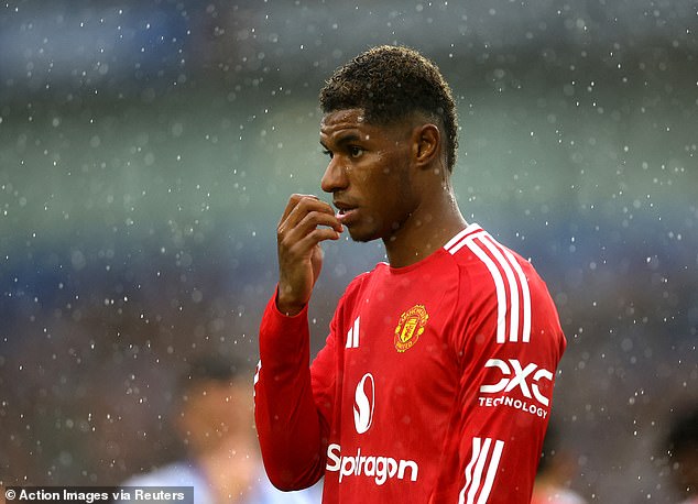 Marcus Rashford was subdued before being taken off in the second half for Garnacho