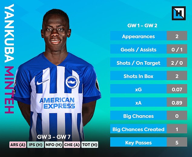 Yankuba Minteh has looked a bright spark for the Seagulls since his summer move to the Amex