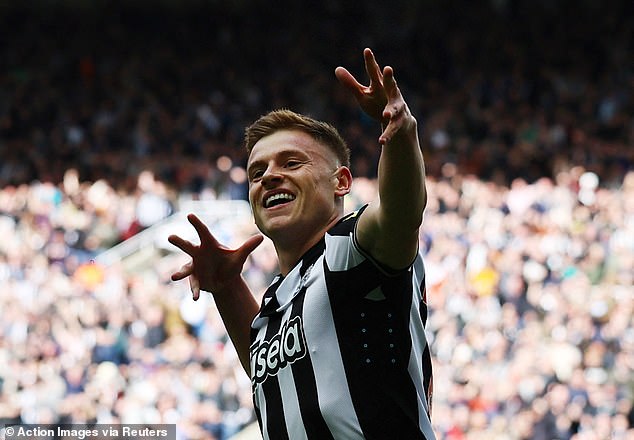 Newcastle's Harvey Barnes is also a fan of the bow and arrow celebration