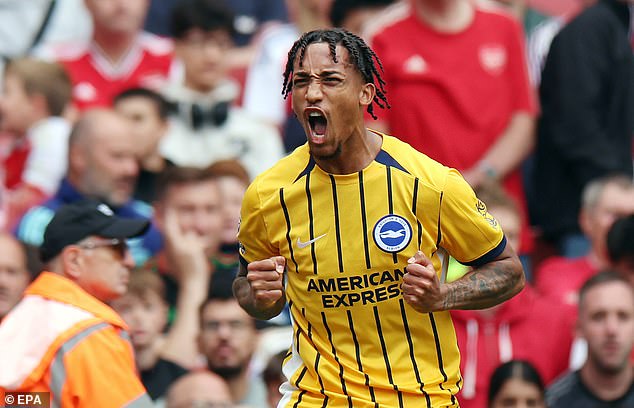 Joao Pedro scored Brighton's equaliser after Declan Rice was sent off for Arsenal