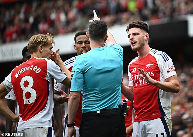 Declan Rice was shown a second yellow for a similar incident during the 1-1 draw with Brighton