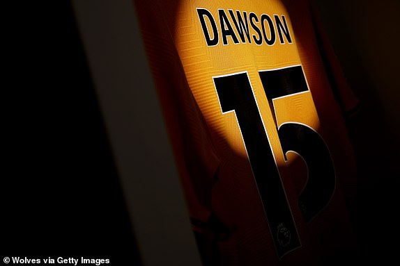 WOLVERHAMPTON, ENGLAND - SEPTEMBER 15: The shirt of Craig Dawson is displayed inside the Wolverhampton Wanderers dressing room prior to the Premier League match between Wolverhampton Wanderers FC and Newcastle United FC at Molineux on September 15, 2024 in Wolverhampton, England. (Photo by Jack Thomas - WWFC/Wolves via Getty Images)