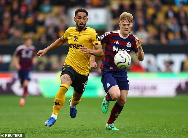 Newcastle left back Lewis Hall was the shining light of their defensive unit against Wolves