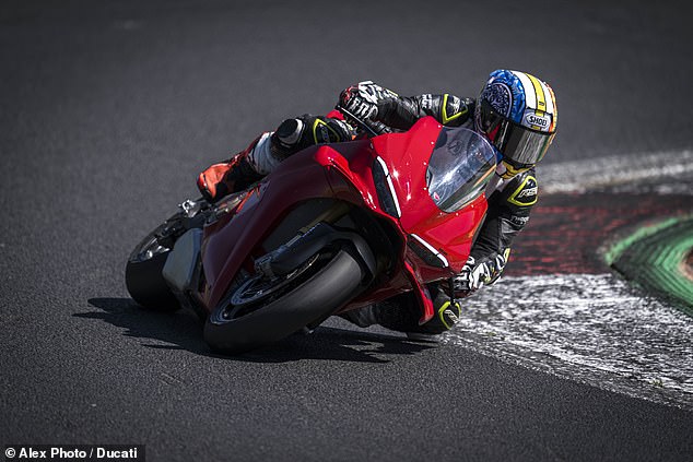 'The astonishing level of grip from the chassis, rider aids and big slick Pirelli rubber allows crazy lean angles. If you ever want to get your elbow down ¿ this is the bike to try it on,' Adam added