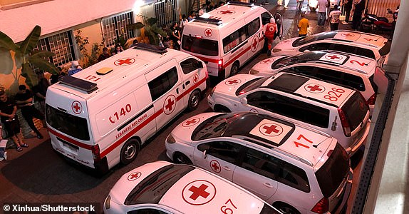 Mandatory Credit: Photo by Xinhua/Shutterstock (14725397d) People wait to donate blood for those wounded in pager explosions in Beirut, Lebanon, on Sept. 17, 2024. Eight people were killed, and over 2,800 others, including Hezbollah members, were wounded on Tuesday in different areas of Lebanon as their pagers exploded, said Lebanese Health Minister Firas Abiad. Lebanon Beirut Pager Explosions - 17 Sep 2024