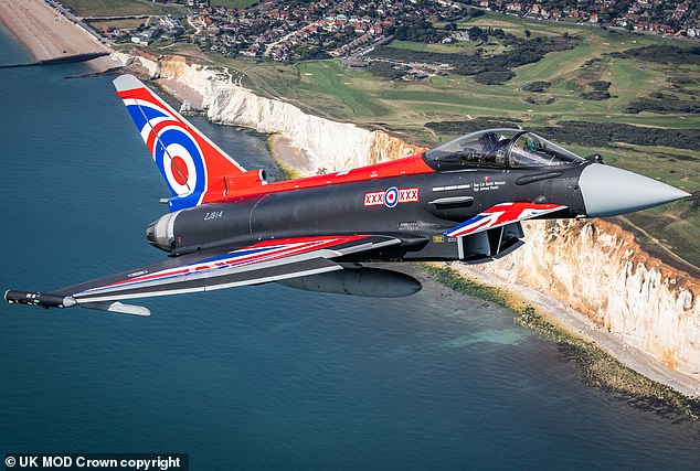 An RAF Eurofighter Typhoon made by BAE Systems. The group's shares have long-term appeal