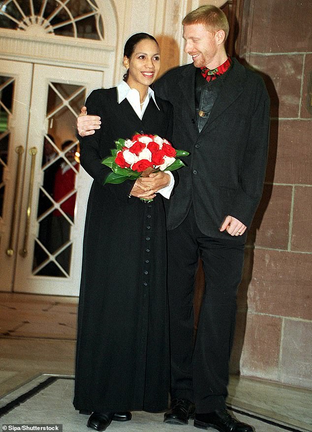 German-American designer Barbara, 57, was married to Boris from 1993 - 2001 (pictured at their wedding in Germany)