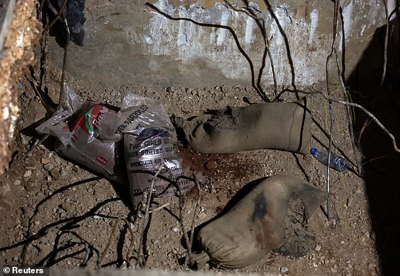 A view shows a hole where the Lebanese army carried out a controlled explosion of a walkie-talkie device outside the American University of Beirut Medical Center, in Beirut, Lebanon September 18, 2024. REUTERS/Mohamed Azakir