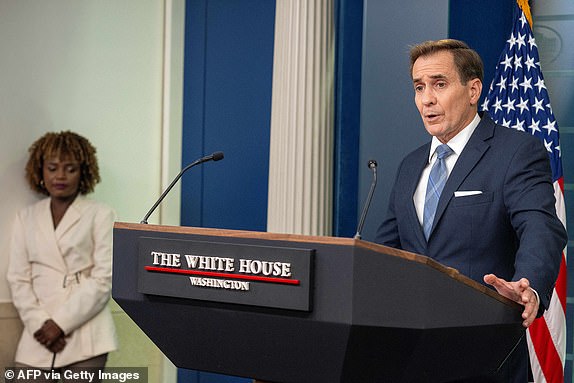 National Security Communications Advisor John Kirby speaks during the daily briefing in the Brady Briefing Room of the White House in Washington, DC, on September 18, 2024. (Photo by Jim WATSON / AFP) (Photo by JIM WATSON/AFP via Getty Images)