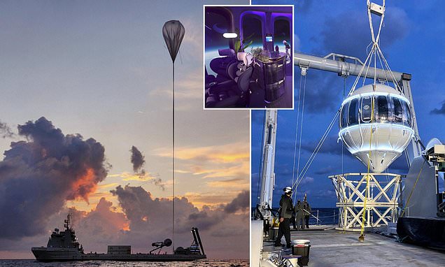 First-of-its-kind space balloon  launches in Florida - fitted with luxury bar, recliner