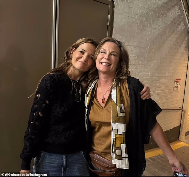 Katie Holmes, 45, had the chance to reunite with her former Dawson's Creek co-star, Nina Repeta, 57, at the opening preview of her Broadway play called Our Town on Tuesday