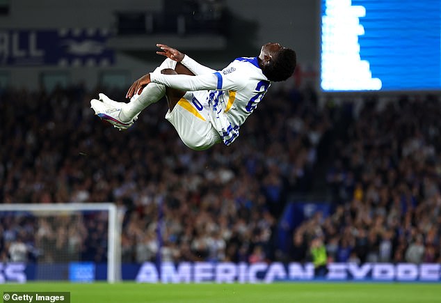 Baleba performed a somersault as he celebrated breaking the deadlock in the third round tie